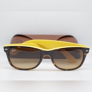 Ray-Ban NewWayfarer Sunglasses RB2132 6014/85 55-18 Color Mix  Yellow & Tortoise